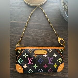 Louis Vuitton Black Multicolor Monogram Wristlet